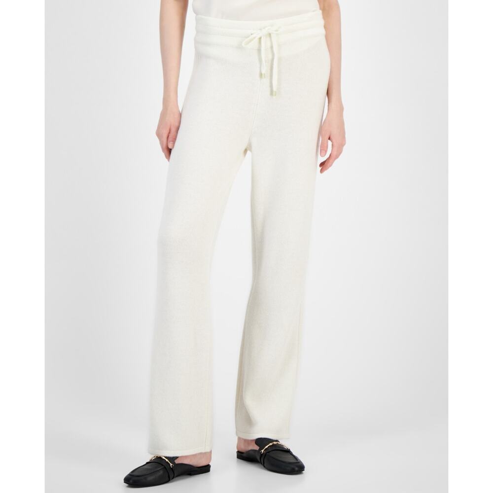 Anne Klein Women's Wide-Leg Pull-On Knit Pants Ivory Size XL 1693